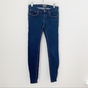 Ted Baker Dark Wash Zipper Accent Skinny Jeans Belted Pockets Size 25